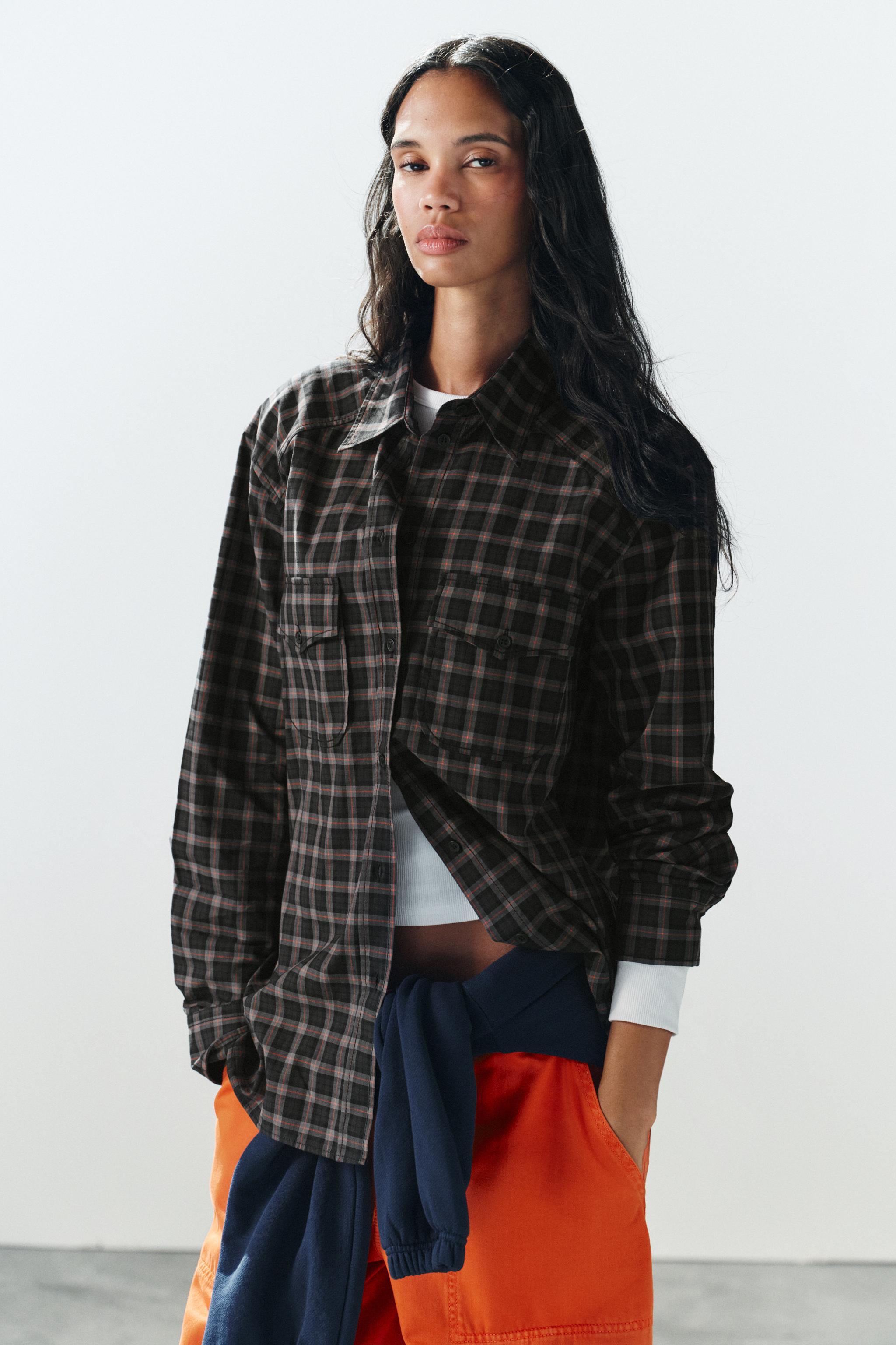CHEMISE OVERSIZE EN POPELINE À CARREAUX
